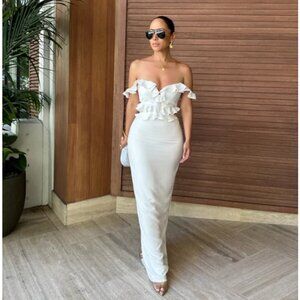 New JLUXLABEL Ivory Brighter Days Linen Maxi Dress